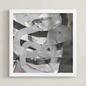 "White and Black Vapor Two Series 2" - Art Print in White and Black by Angela Simeone - Framed