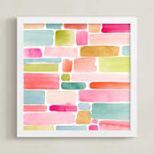 "Color Movement II" - Art Print in Coral by Yao Cheng Design - Framed