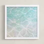 "Playa Flamingo" - Art Print in Turquoise by Laura Browning - Framed