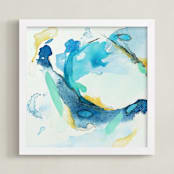"Tide Pool #3" - Art Print in caribbean blue by Mya Bessette - Framed