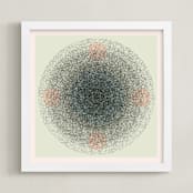 "Scribble Circles" - Art Print in Green Pastel by Kathleen Ney - Framed