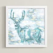 "Abstract Buck" - Art Print in Teal Range by Hettie Roberts - Framed