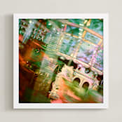"Carousel at Tilden Park" - Art Print in Sky Blue by Mechelle Gilford - Framed