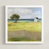 "St. Andrews Cottage" - Art Print in Lime Green by Melissa Marquardt - Framed