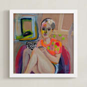 "My Muse" - Art Print in Red Rose by gloria blatt - Framed
