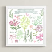 "French Flower Shop" - Art Print in Fresh Herb Greens by Paper Raven Co. - Framed