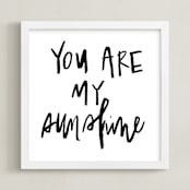 "Hand Lettered Sunshine" - Art Print in Jet Black by Annie Montgomery - Framed