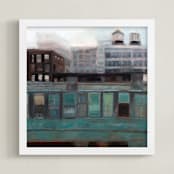 "Chelsea NYC" - Art Print in Emerald Green by Hadas Tal - Framed