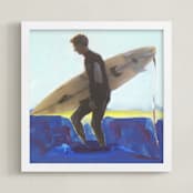 "Wyatt, at Sunset" - Art Print in Cerulean by Annie Seaton - Framed
