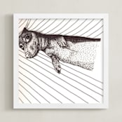 "doggy" - Art Print in black and white by XL - Framed