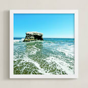 "Lone Rock" - Art Print in Ocean-green by NSMARK - Framed