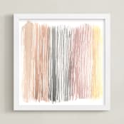 "Watercolor Waterfall" - Art Print in Neutrals by Kim Colthurst Johnson - Framed