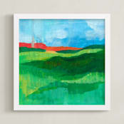 "Landscape Study" - Art Print in Emerald Green by Laura Bolter - Framed