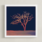 "Sunset Tree" - Art Print in Midnight Blue by Erin Niehenke - Framed
