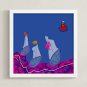 "The Race" - Art Print in Racing Blue by Stuart Heir - Framed