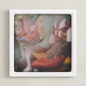 "These Boots" - Art Print in leather by Ann Gardner - Framed
