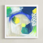 "Breathe Into Me" - Art Print in Yellow Green Blue by Julie Hawkins - Framed