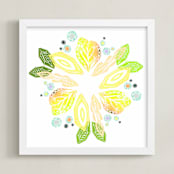 "Leaf Mandala 39" - Art Print in Citron by Debra Bianculli - Framed