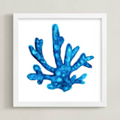 "Blue Coral" - Art Print in Caribbean Blue by Charlene Landry - Framed
