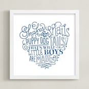"Snakes & Snails" - Art Print in Blue by Jessie Steury - Framed