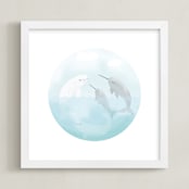 "Friendship" - Art Print in Soft Blue by Jennifer Holbrook - Framed