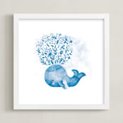 "Whaley Cute" - Art Print in Whale Blue by Noonday Design - Framed