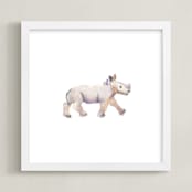 "Baby Rhino Watercolor" - Art Print in Violet by Haley Mistler - Framed
