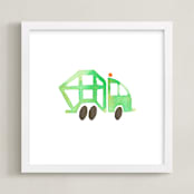"Garbage Truck Art" - Art Print in Emerald Green by Jan Dolby - Framed