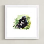 "Mountain Gorilla Watercolor" - Art Print in Jungle Green by Haley Mistler - Framed