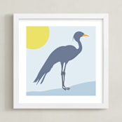 "Blue Crane" - Art Print in Ocean by Red Impressionz - Framed