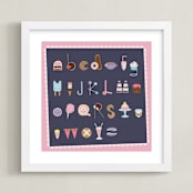 "All the Sweet Treats Alphabet " - Art Print in Cotton Candy by Tanya Lee of Frooted Design - Framed