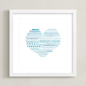 "Doodle Heart" - Art Print in Aqua by Chasity Smith - Framed