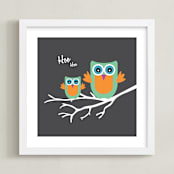 "Hoo Hoo" - Art Print in Night grey by Johanna Phillips Huuva - Framed