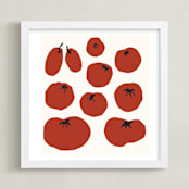 "Pomodori" - Art Print in Tomato Summer Red by Sonya Percival - Framed