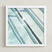 "Poolside I" - Art Print in Cabana Blue by Shannon Howard - Framed