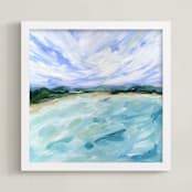 "Always Summer" - Art Print in Blue Waters by Sarah Finkel - Framed