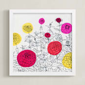 "Zinnia Field No.2" - Art Print in zinnia red by Janie Allen - Framed