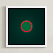 "Sun in the dust. Variations 49" - Art Print in Dark Aqua Red Circle by Arash Fattahi Acosta - Framed