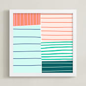 "Holding Space Two" - Art Print in Aqua by Katie Craig - Framed