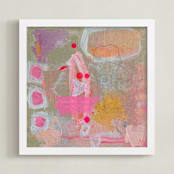 "Sherbet Flowers" - Art Print in Sherbet Peach by Nicole Simms - Framed