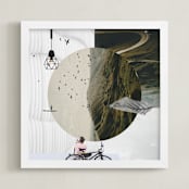 "Dreaming on a Bike" - Art Print in Neutral Beige by Augusto Paolo Bringas Dizon - Framed