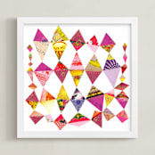 "Pink Diamonds Art Print" - Art Print in Pink by Shelley Kommers - Framed