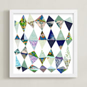 "Blue Diamonds Art Print" - Art Print in Ocean + Deep Blue by Shelley Kommers - Framed