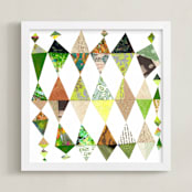 "Green Diamonds Art Print" - Art Print in Emerald Green by Shelley Kommers - Framed