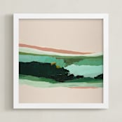 "Mint Green Seascape" - Art Print in mint green by Caryn Owen - Framed