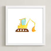 "Digger" - Art Print in lemon yellow by Jan Dolby - Framed