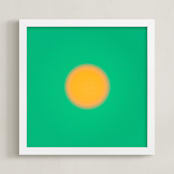 "Sun in the dust. Variations 44" - Art Print in Turquoise and Yerllow by Arash Fattahi Acosta - Framed