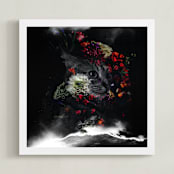 "Cat and Blooms" - Art Print in Dark Spring by Augusto Paolo Bringas Dizon - Framed