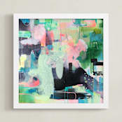 "Mint Night" - Art Print in Soft Mint by Synnöve Seidman - Framed