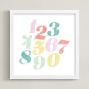 "Numerals" - Art Print in Flamingo by Carolyn Kach - Framed